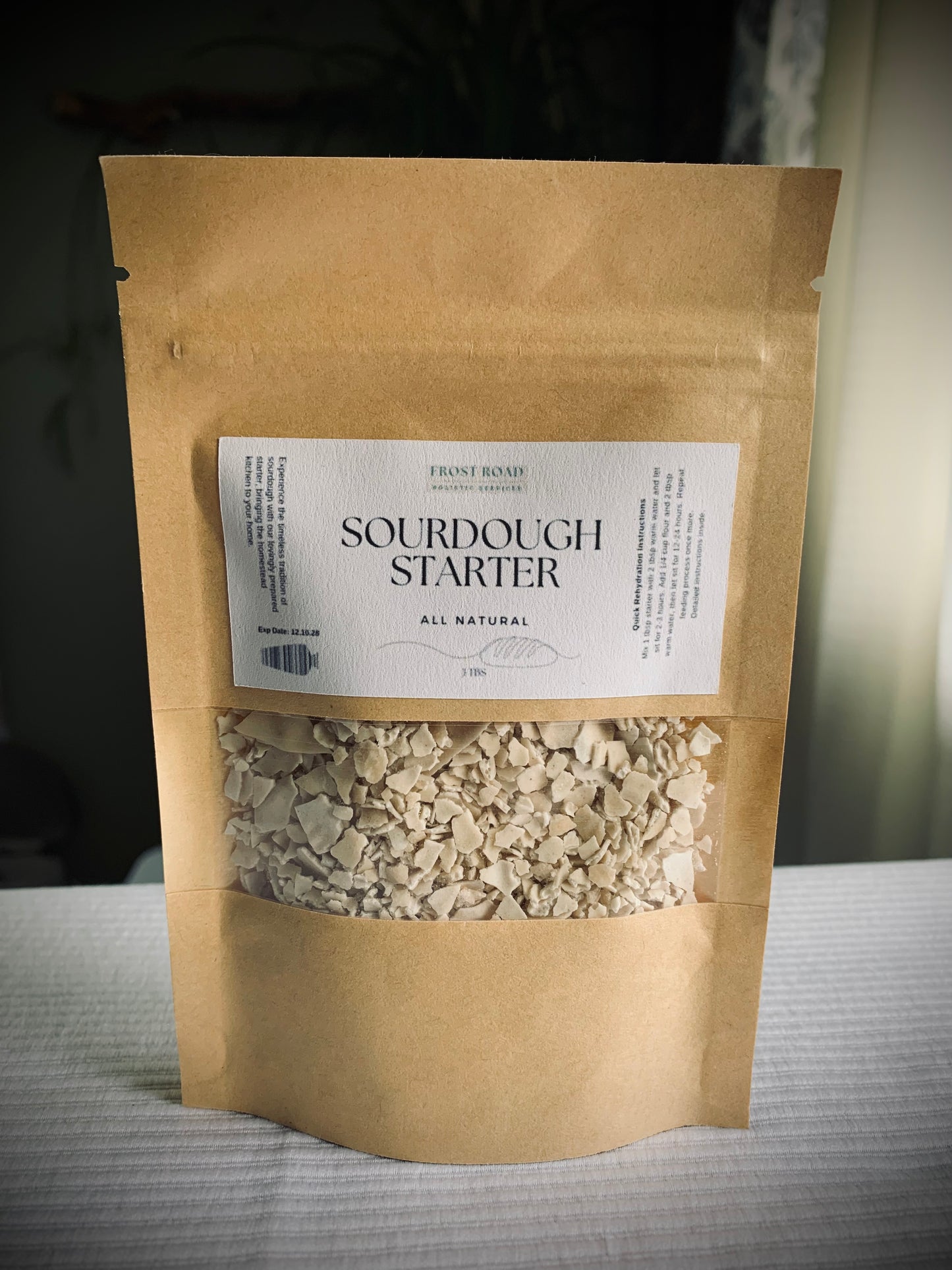 Frost Road sourdough starter kit, bread baking kit, homemade sourdough recipe, organic sourdough starter, baking from scratch.